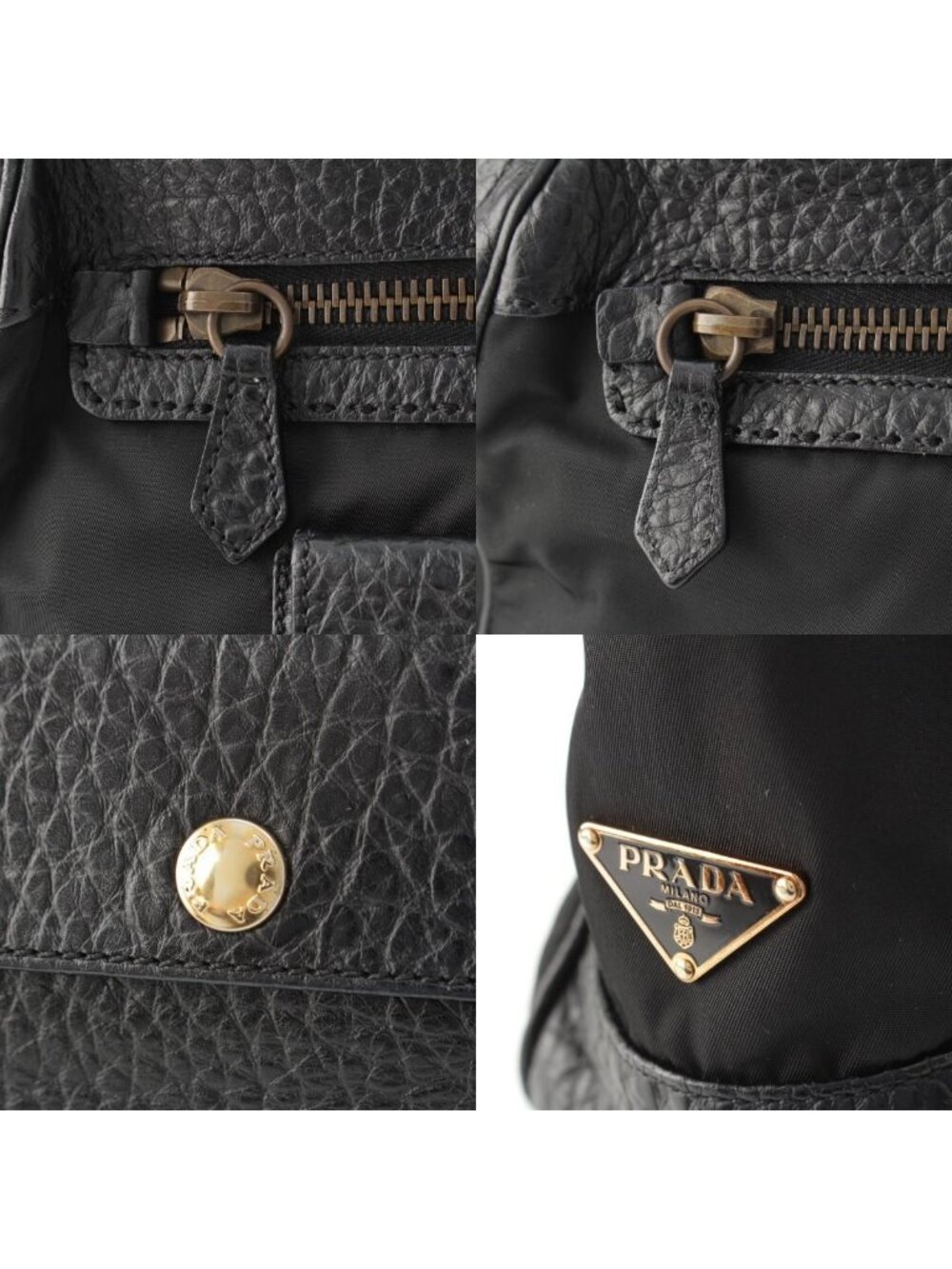 Prada Leather Nylon Trim Handbag Black - Picture 9 of 10